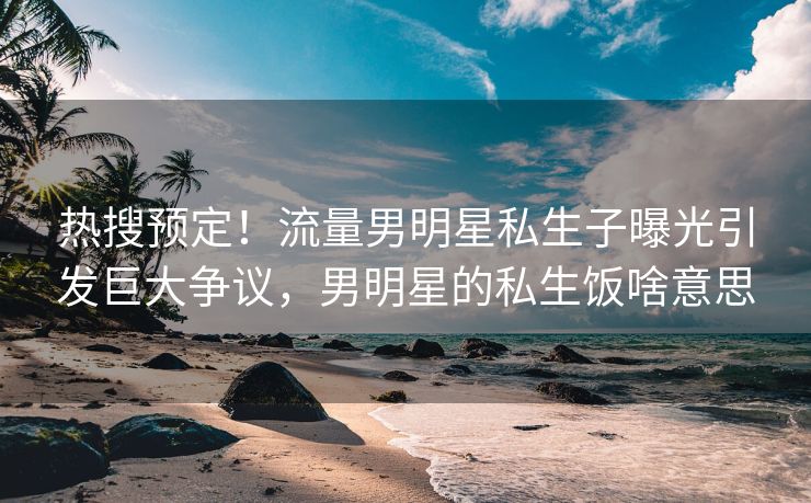 热搜预定！流量男明星私生子曝光引发巨大争议，男明星的私生饭啥意思